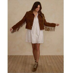 Rylee + Cru Brown Suede Fringe Jacket Sz S